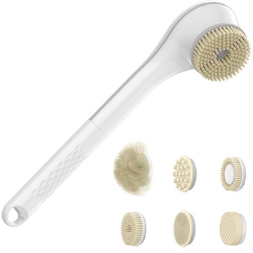 Brosse Dos Douche 1200mA Nettoyage en profondeur 6 modes Résistant à l'eau IPX7 Chargement USB Brosse De Douche éLectrique blanc